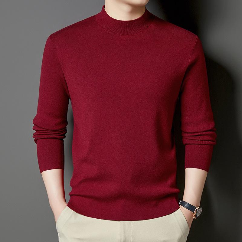 Machine-Washable Men s Wool Sweater, Half-High Neck, 450g Australian Wool, Warm Base Layer, Autumn/Winter 4A Grade. XXXXL