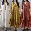 Loose Sleeved Cotton Linen Long Dress