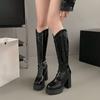 Fashion versatile Martin boots 2025 new small man but knee thick sole heightened thick heel women's high boots