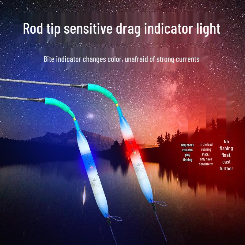 Adjustable Taiwan-Style Fishing Rod Tip Alarm for Night Fishing, Color-Changing Light & Drag Alarm, No Float Needed, with Flashing Luminous Feature