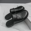Men's bag head slippers 46 large size new half-drag leather shoes fashion trend foreign trade men's foot lazy shoes