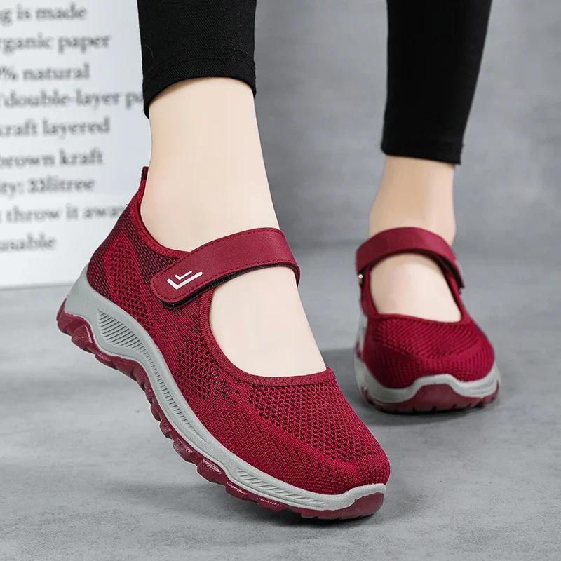 Fashion Spring Mesh Shoes for Women's Outdoor Breathable Flat Bottomed Lightweight Hiking Comfort Casual Tennis Vulcanized Shoes Mujer