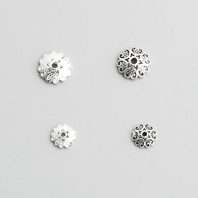 S925 Sterling Silver Heart-Shaped Flower Bead Cap Spacer for Handmade DIY Bracelets