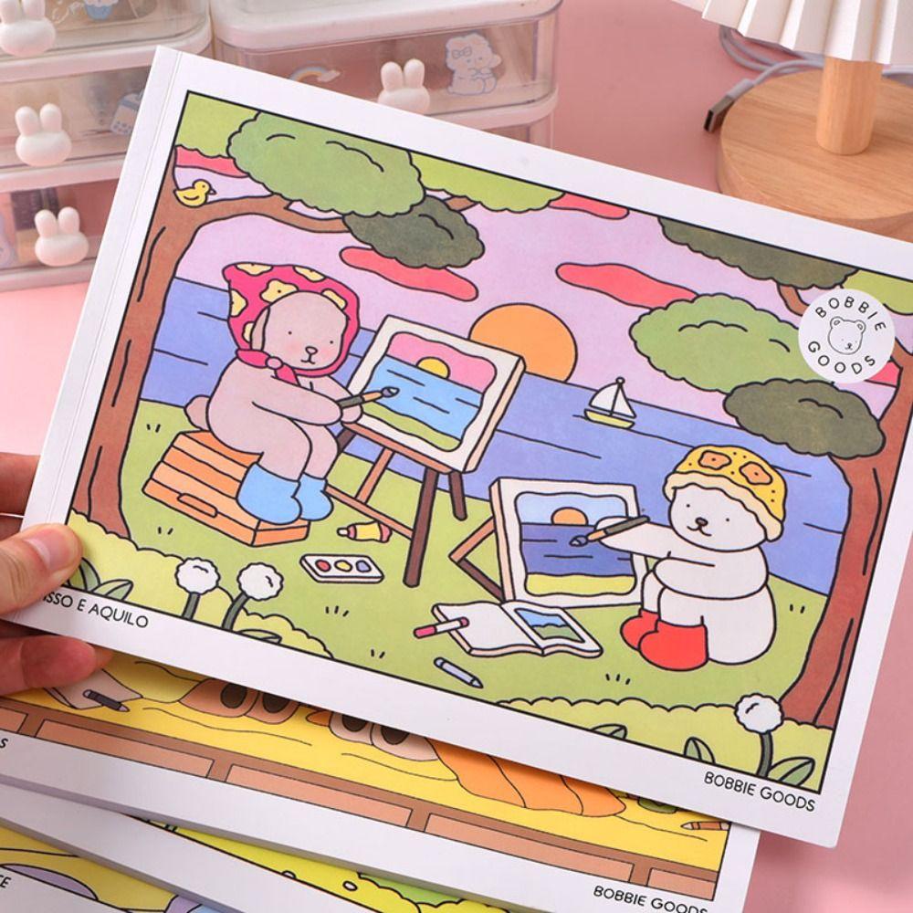 Cartoon Relaxing Coloring Book Educational Doodles Book  For Adults and Teens