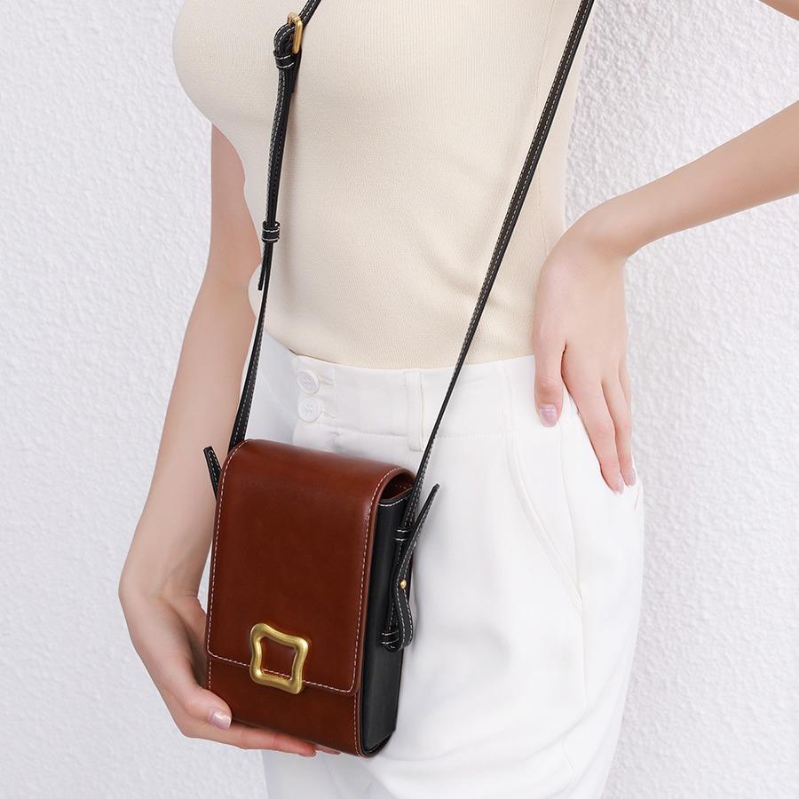 Mini Square Bag Messenger Bag New Cowhide Women's Bag Versatile Mobile Phone Bag Premium Bag