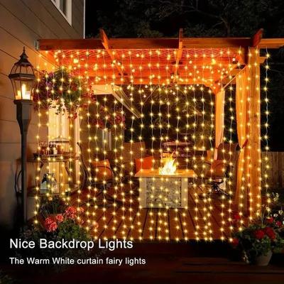 LED Solar Curtain String Lights Outdoor Waterproof Garden Wall Decoration Fairy Garland 8 Lighting Modes Christmas Lighting