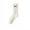 Female Autumn and Winter New Style Lace Bow Love Embroidery Sweat Breathable Boneless Cotton Socks