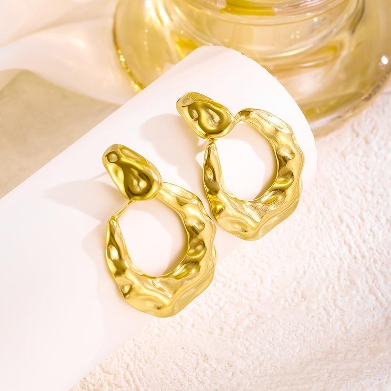 Fashionable Irregular Titanium Steel Stud Earrings: French-Inspired Cool Style for Women