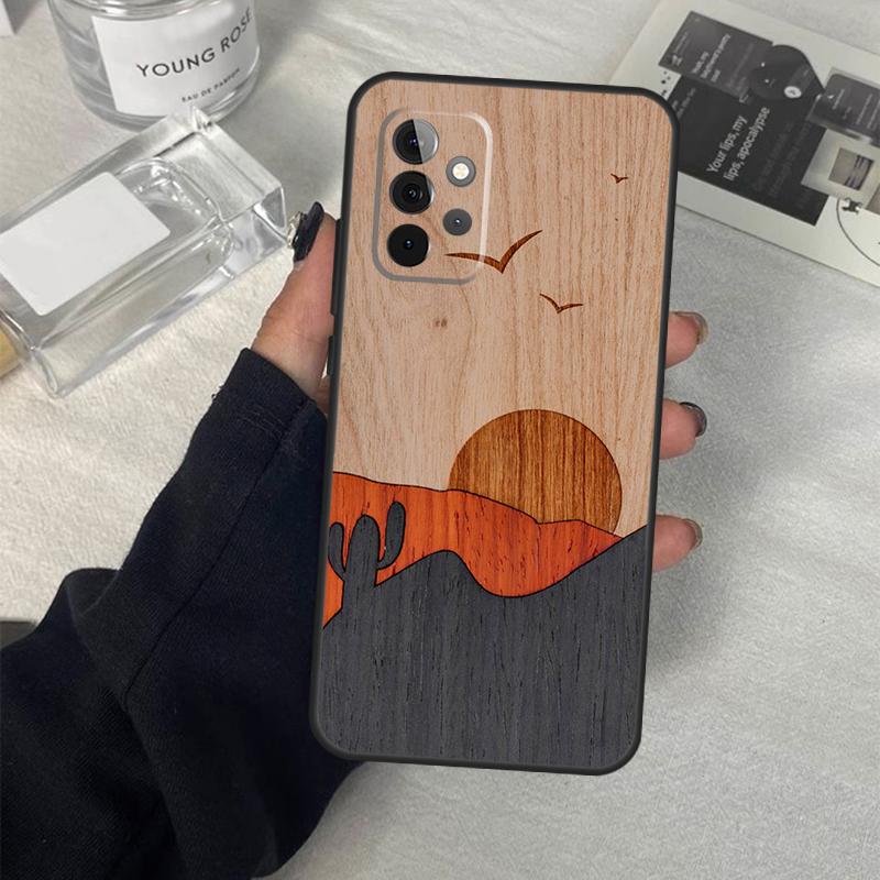 Wolf Bike Butterfly Wood Case For Samsung Galaxy A55 A35 A15 A52 A32 A12 A16 A26 A36 A56 A53 A33 A13 A14 A34 A54 A17