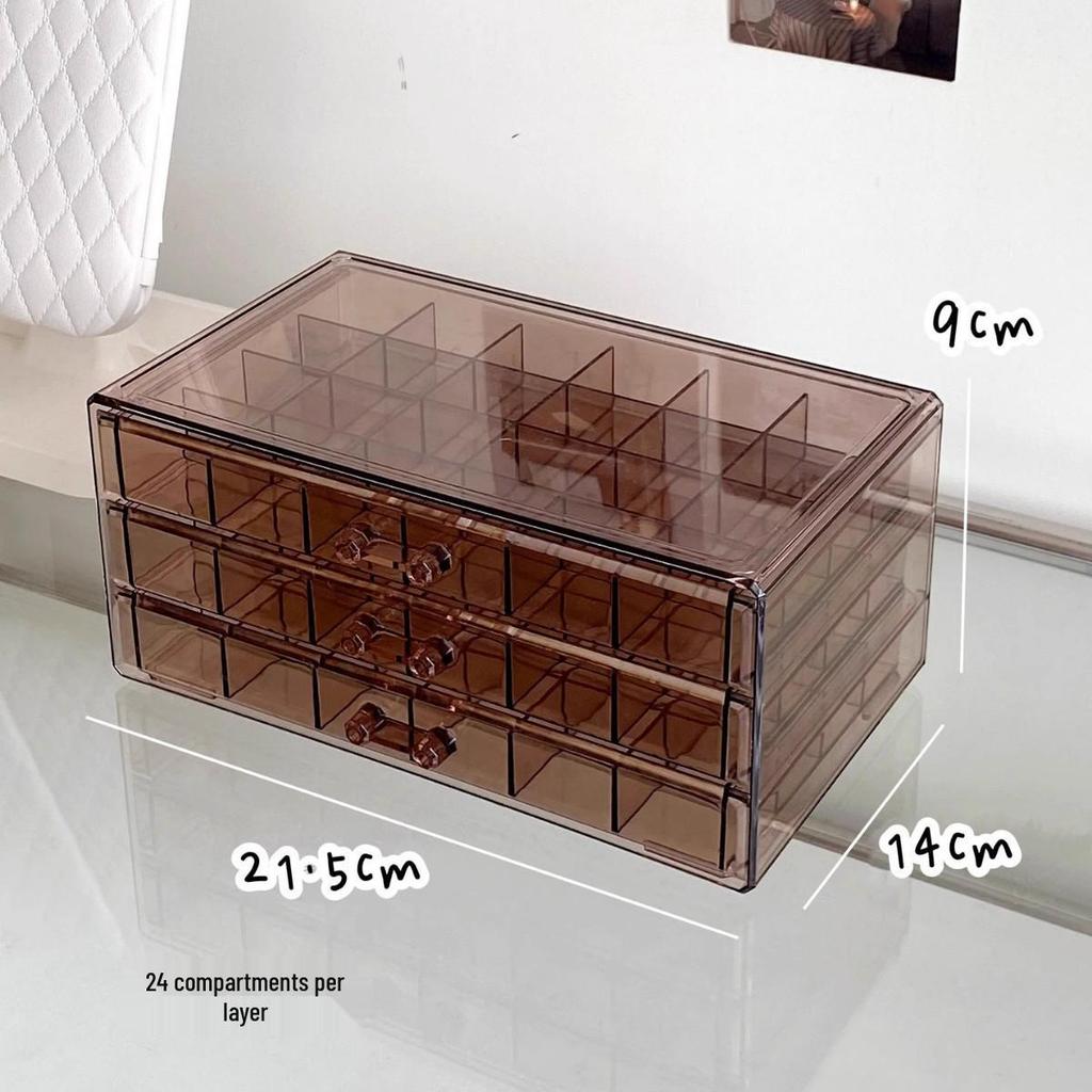 Large Capacity Multi-Layer Desktop Jewelry Storage Box with Transparent Drawers for Earrings and Rings