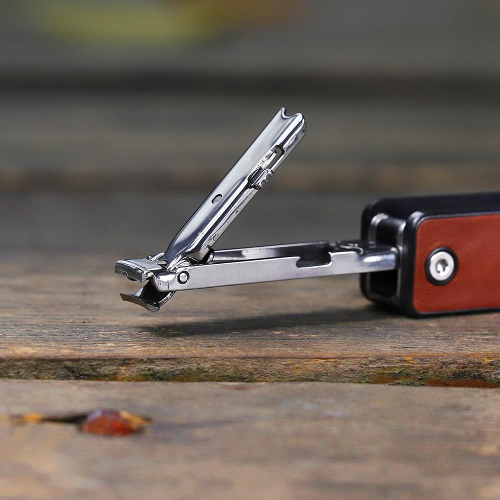 ROXON M4 Herramienta cortauñas portátil con navaja de bolsillo de cuero con producto de cuidado personal de seguridad con funciones como uña botella haciendo un práctico