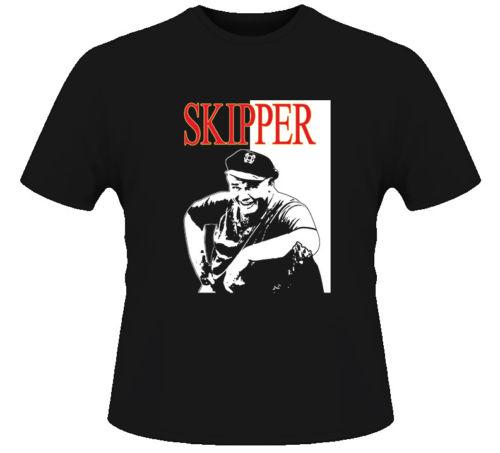 Gilligans Island Skipper Funny Retro TV Black T Shirt XL