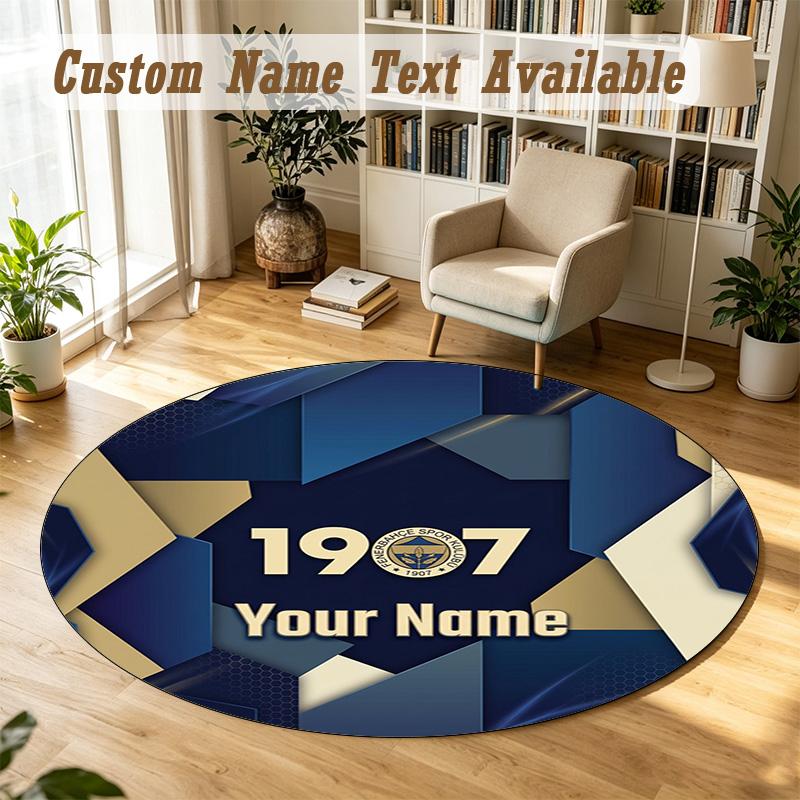 Round Rug Custom NameFenerbahçe FC Pattern Non Slip Carpet Home Floor Decor