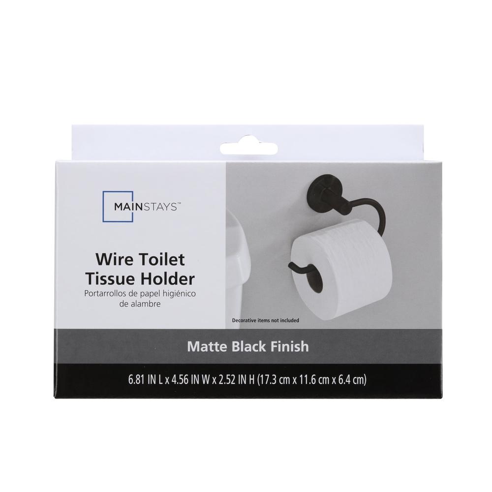 Modern Round Toilet Paper Holder Black Bath Accessory Durable Zinc Aluminum Easy Installation Concealed Screws Stylish Bathroom