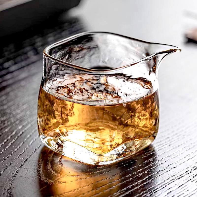 175ml Square Transparent Hammer Glass Fair Cup Tea Dispenser Heat Resistant Chahai Tea Separator Kungfu Tea Set Accessories