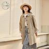 Casaco Trench Coat Midi Color Block Listrado Feminino ZIHAN