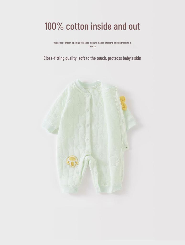 Cozy Air Cotton Baby Romper: Three-Layer Warm, Long-Sleeved Climbing Suit