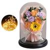 Artificial Rose Bouquet with LED Light Glass Dome Cover Eternal Flower Decoration Women Wife Girlfriend Anniversary Valentine's Day Mother's Day Gift