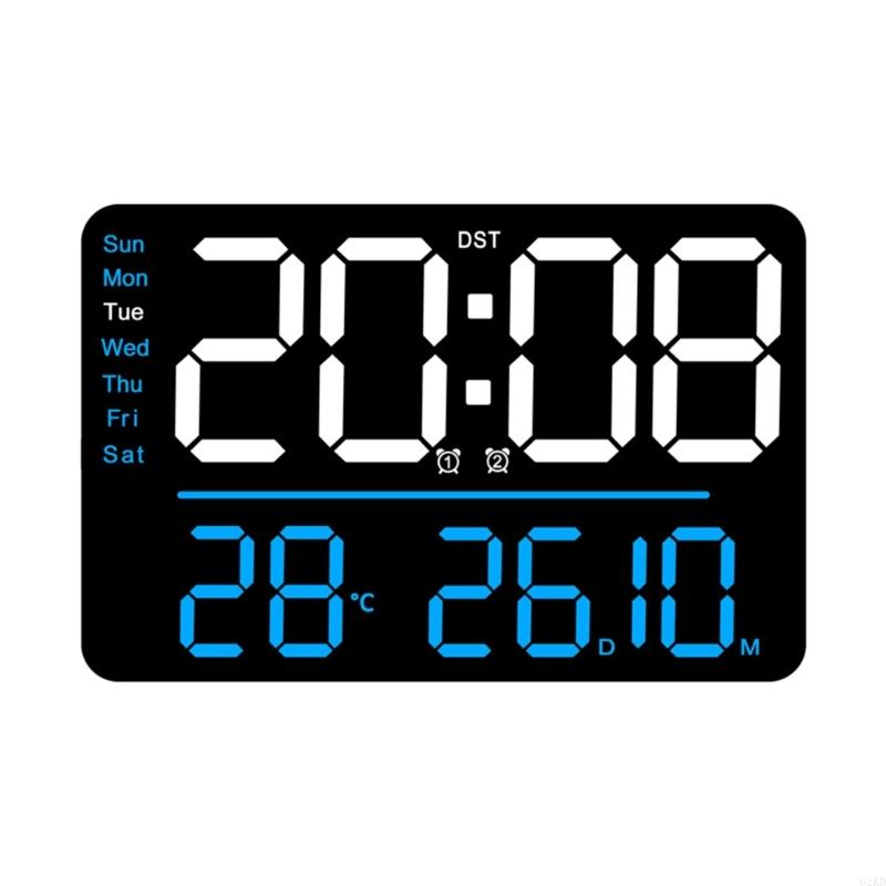 62KD Large Digital Clock Wall Clock with Date Week and Temperature Display Bedroom Office Decors