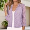 V-neck Three-quarter Sleeve Fashionable Women's Top Lace High-end Knitted Cardigan
