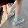 Flat single shoes little white shoes women's satin shoes Spanish niche shoes 2025 new casual sports board shoes half slippers