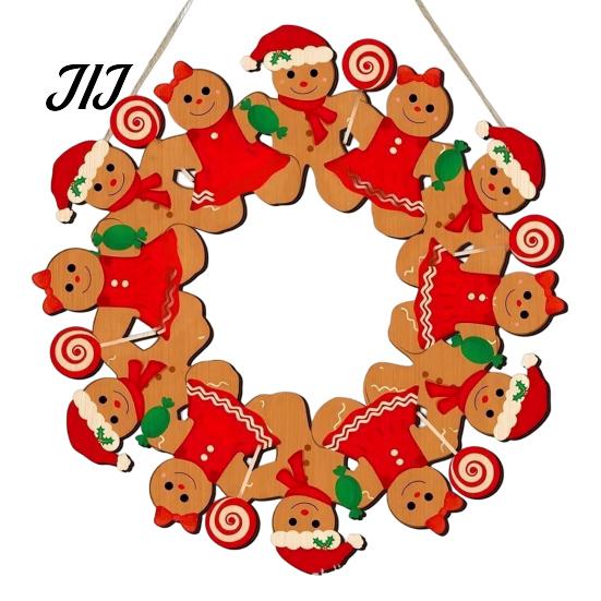 Christmas Gift For Friends Wooden Hanging Pendant, Festive Ornaments with Hemp Rope for Tree Fireplace Wall Window Decoration, Santa Claus/Gingerbread