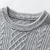 Men's Loose Round Neck Cable Knit Cashmere Sweater - Business Casual Jacquard Knitwear