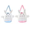 Delicate Woven Storage BinRabbit Fabric Basket for Easters Treats Featuring Embroidered Rabbit Design and Carry Handles