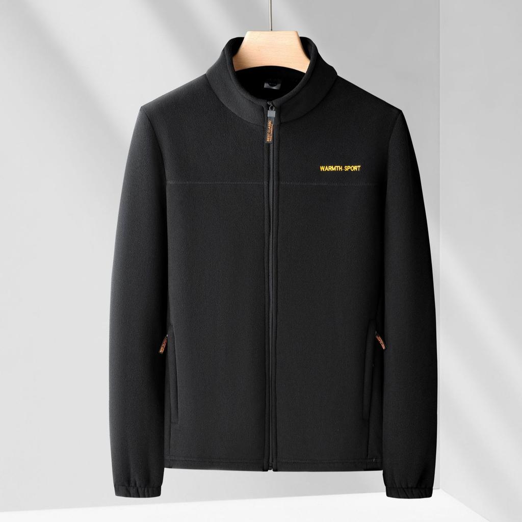 Fuzzy Sherpa Jacket for Men Casual Full Zip Stand Collar Fall Winter Warm Outwear Polar Fleece Jackets Men's Outdoor Hiking Soft Coat With Pockets