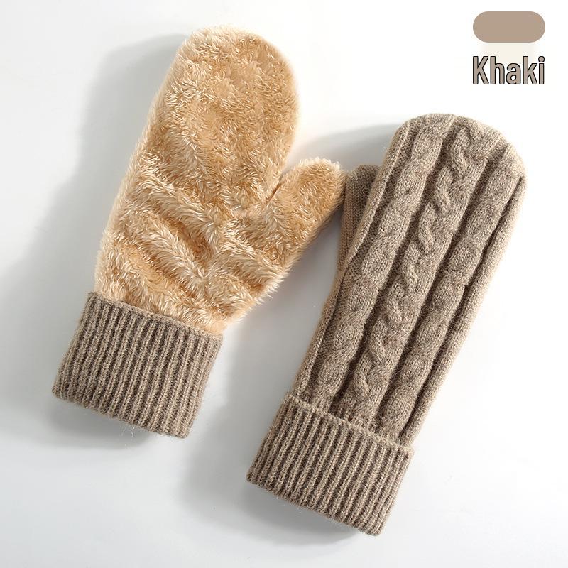 Ciepłe Zimowe Dzianinowe Rękawice Jeździeckie Podwójne, Podszyte Polarem