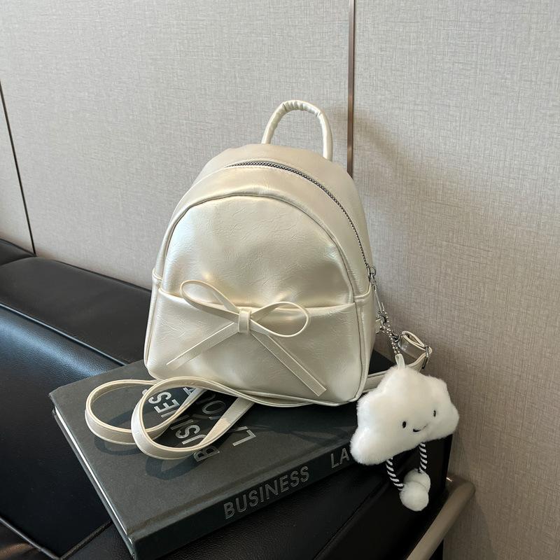 Girls Backpack 2025 New Bow Mini Backpack Retro Parent-child Pu Backpack Schoolbag Versatile