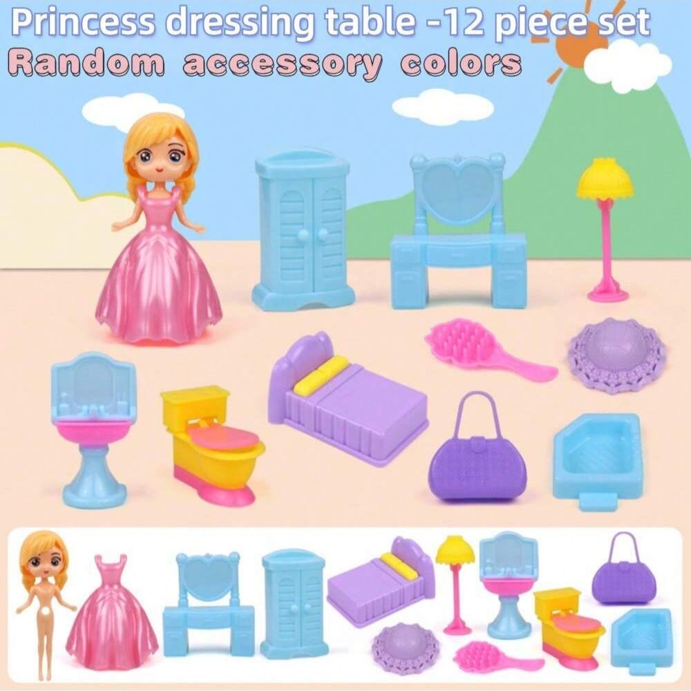 Cute Dog/Bear Pet Basket Family Toys, Dog Cage and Scene Playing Toys, Doll Play House Set - Imaginative Pretend Play Experience