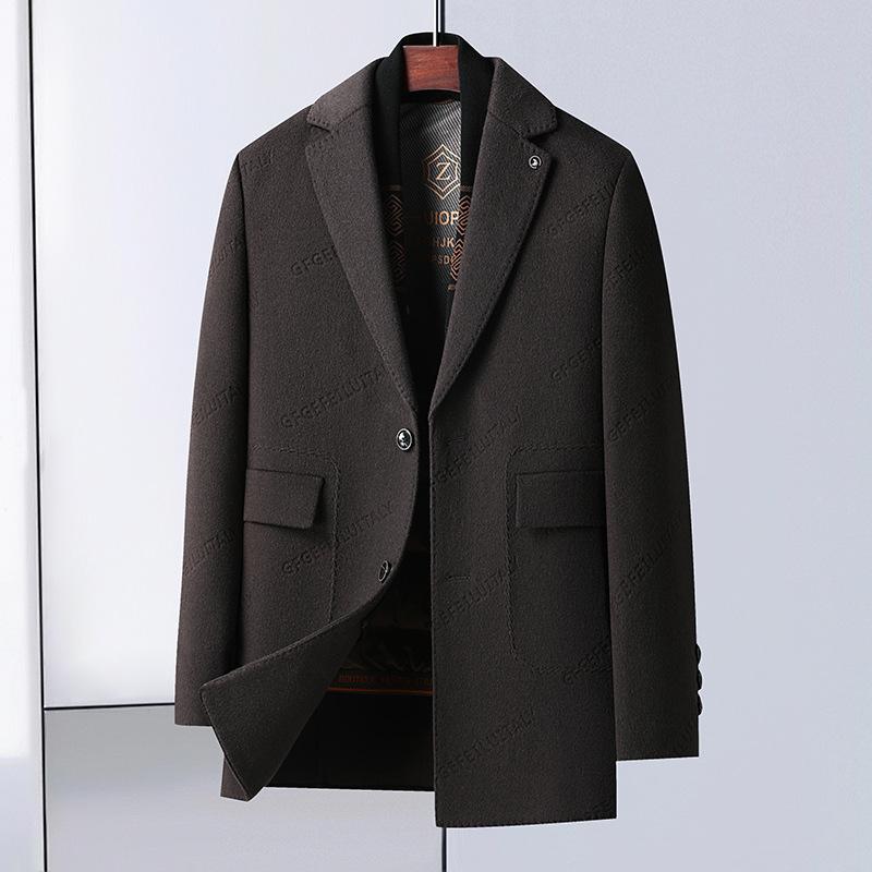 

Осенне-зимнее двухстороннее шерстяное пальто средней и длинной длины с воротником-шарфом и съемной подкладкой из шерсти 195 кофейный