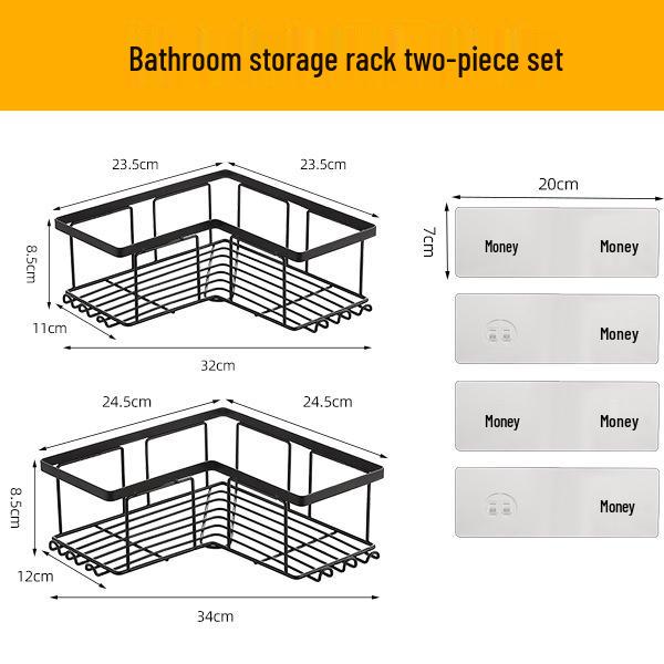 Punch-Free Wrought Iron Triangle Corner Bathroom Shelf