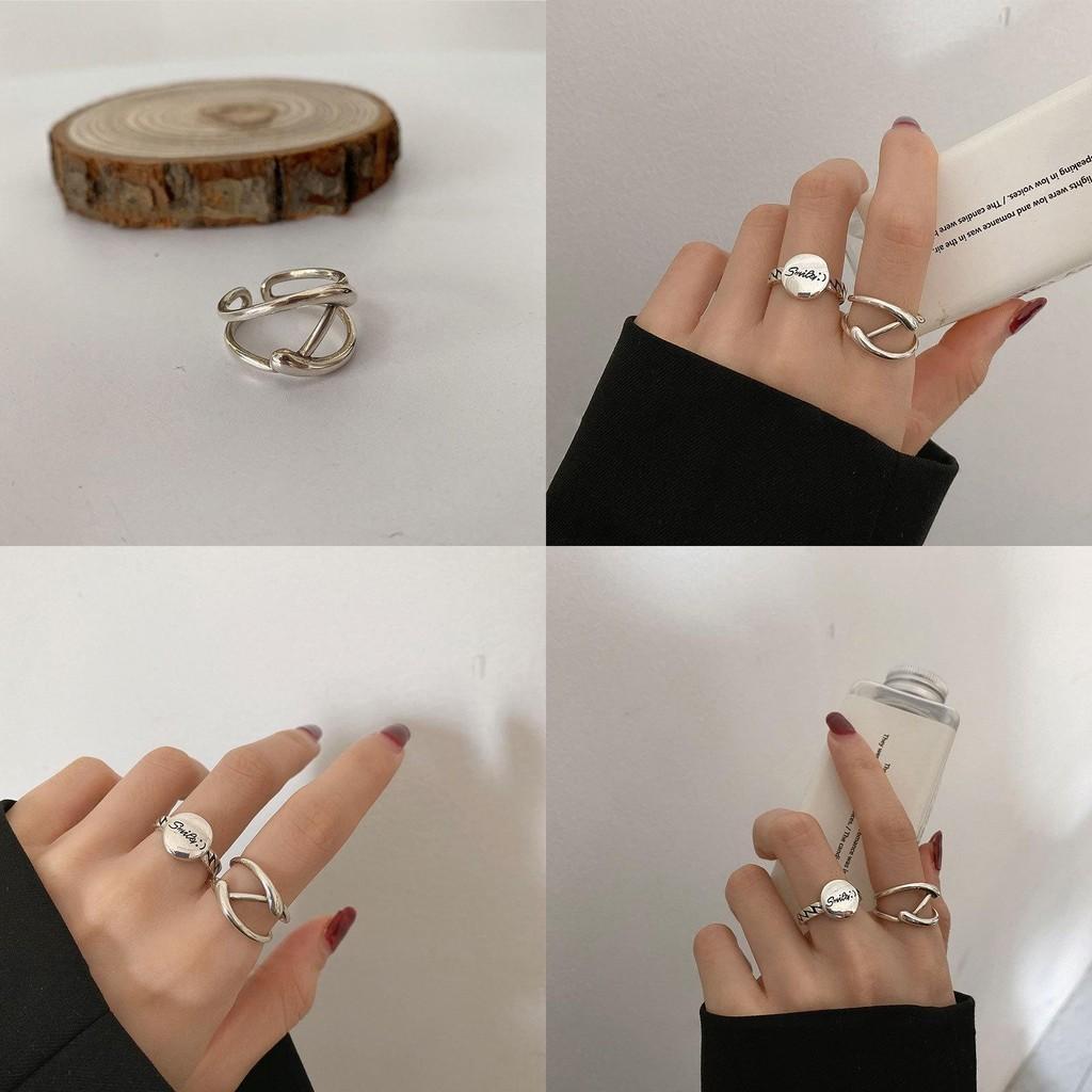 Trendy Pure 925 Silver Smiley Face Ring Adjustable Size Perfect For Womens Accessories