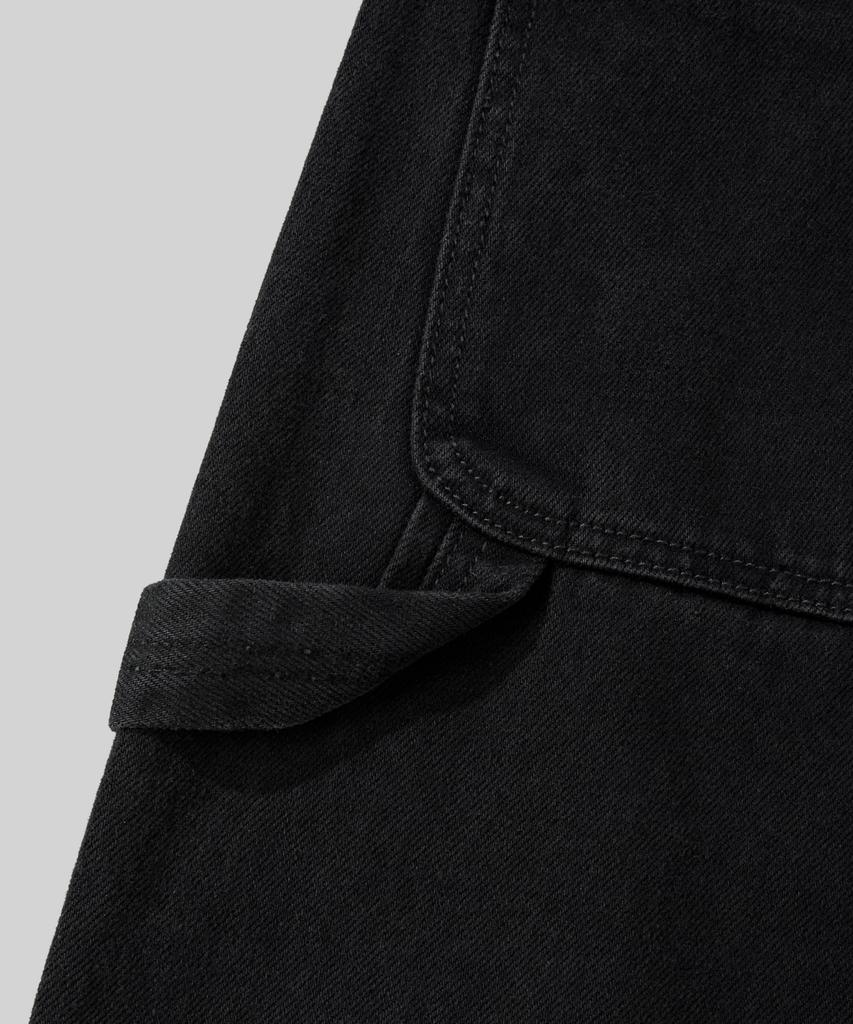 Beodeonteu Garment-Dyed Carpenter Wide Cotton Pants [Black]