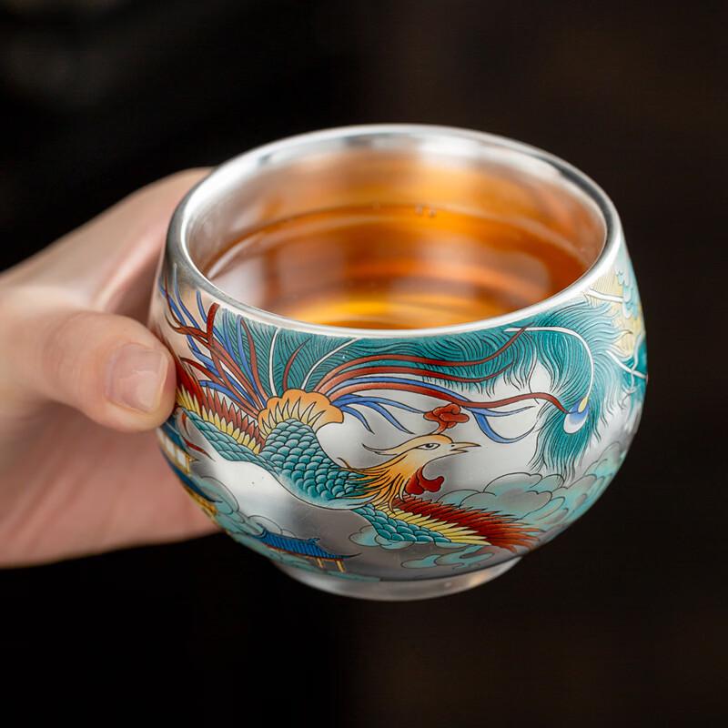 Zhexuan Phoenix 999 Silver-Gilt Ceramic Master Tea Cup
