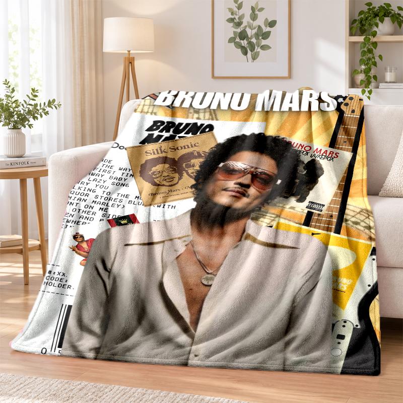 Bruno Mars Flannel Throw Blanket Soft Warm Cozy For Sofa Bed Indoor Home Bedroom Use