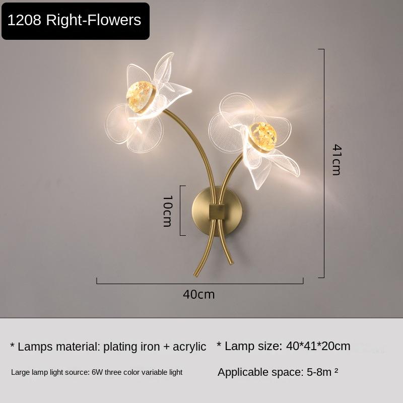 Flower Creative Acrylic Led Wall Lamp Light Luxury Simple Bedroom Bedside Wall Lamp Living Room TV Lamp Wall Decor Light