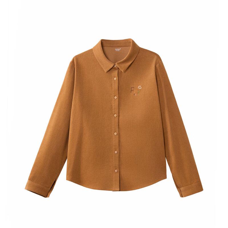 INMAN Вышитая вельветовая рубашка с длинным рукавом S