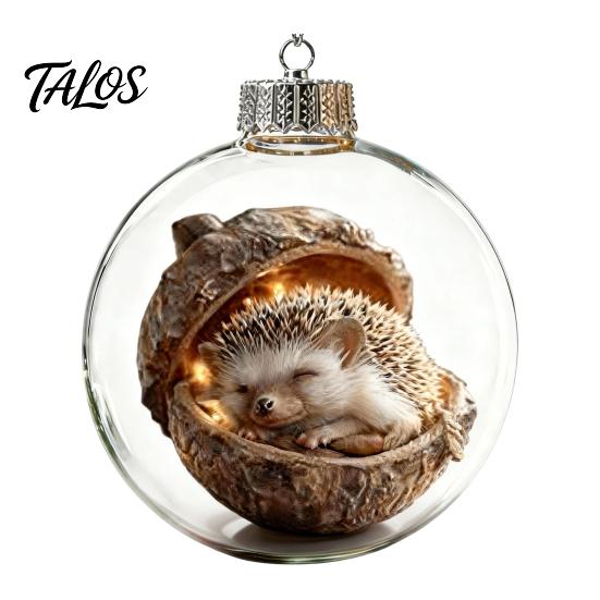 LED Transparent Christmas Balls Glowing Story Ornament, Light‑Up Mini Animals Hanging Ball Ornament with Warm Acrylic Gift Souvenirs Light,