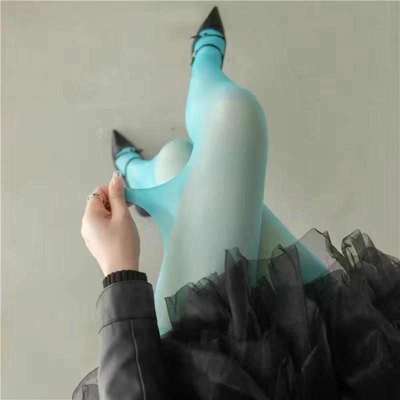 Blue Green Ultra-thin Nylon Thigh High Stockings Pantyhoses Women Sexy Women Tights Velvet Sexy Lingeries Hosiery Body Stockings