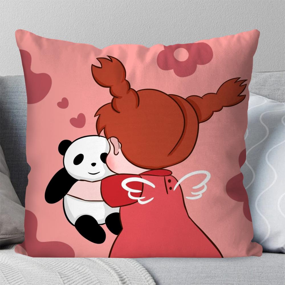 

Mimi Animation P-Panda K-kopanda Pillow Case Square Pillow Bedroom Sofa Leisure Comfort CushionLiving Room Home Decoration 40X40 16x16Inch