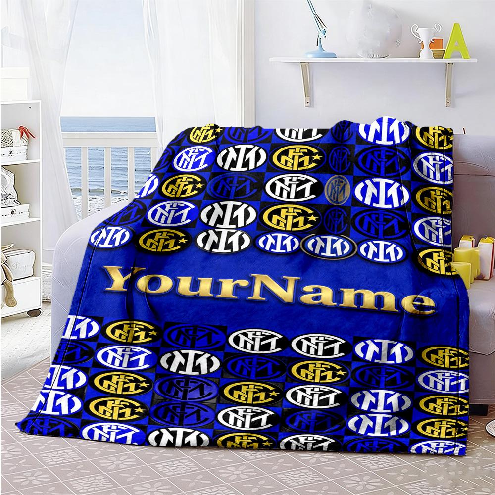 Inter Milan Customize Your Name Blanket Cozy Personalized Blanket Durable Comfort Throw For Couch Livingroom Chair Bedding Ideal for All Seasons