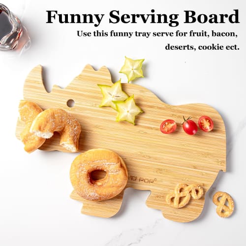 TJ POP Natural Bamboo Cutting Board, Antibacterial, Lightweight, Odor-Resistant, Hygienic for Cutting Meat, Vegetables, Fish, and Fruit. Nitrogen-heat