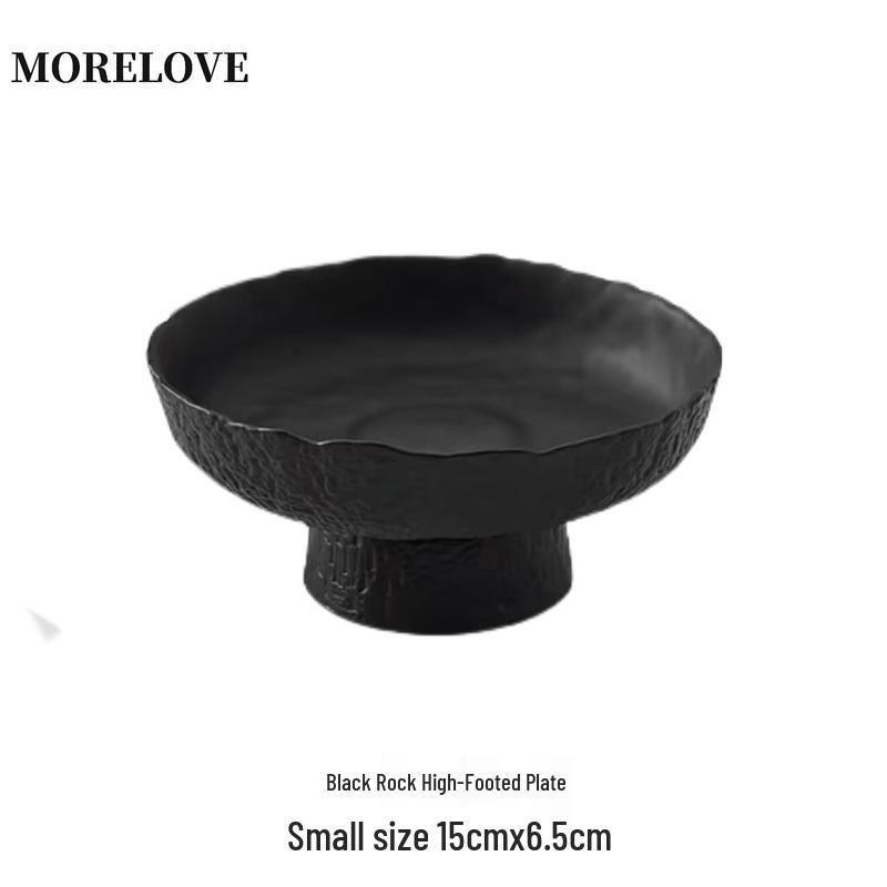 Qiwei Black Minimalist Glass Fruit & Dessert Plate