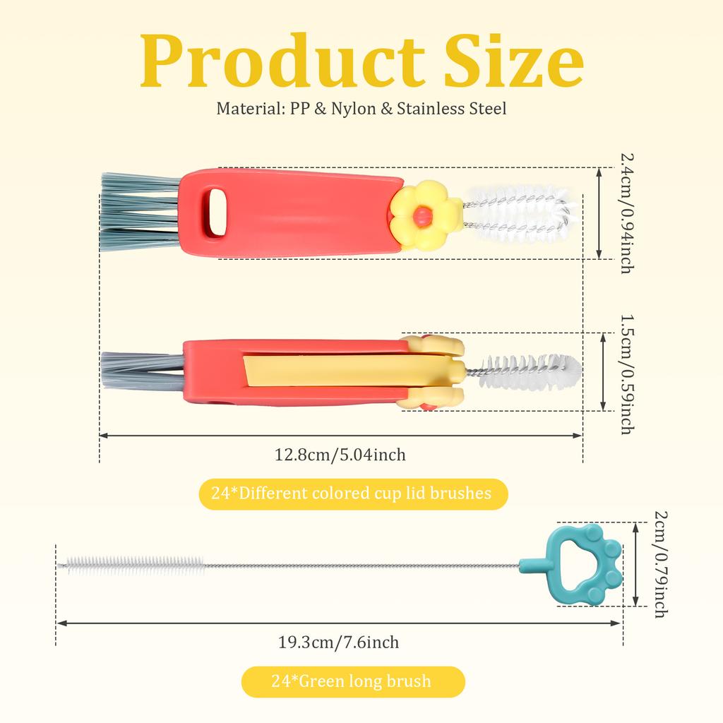 3 in 1 Cup Lid Cleaning Brush Crevice Cleaner Brush Set for Water Bottle Multifunctional Portable Straw Cleaner for Cup Lid Gap