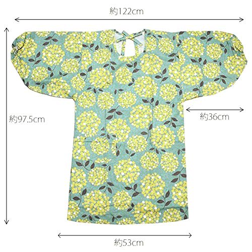 Kyoto Kimonomachi Long Apron "Green Blue Bouquet