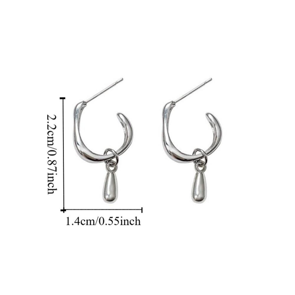 Elegant Water Drop Small Hoop Earrings Irregular Gold Silver Color Asymmetric Earrings Simple Metal