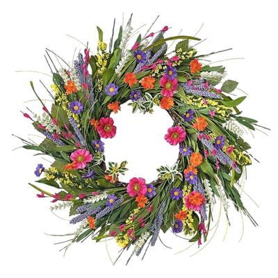 22 Inches Spring Wreath for Front Door Artificial Wreath Flower Wreath for Wall Window Room Farmhouses Indoor Outdoor